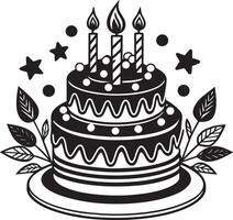 birthday cake with candles illustration isolated on white background vector