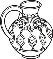 Decorative jug Illustration black and white vector