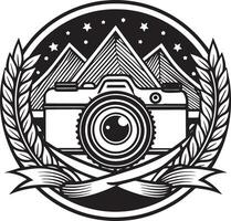 photography logo design black and white illustration vector