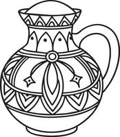 Decorative jug Illustration black and white vector