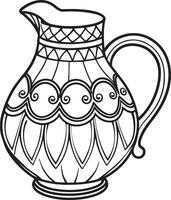 Decorative jug Illustration black and white vector