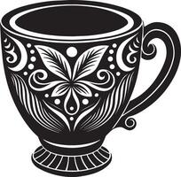 decorativo taza ilustración negro y blanco vector