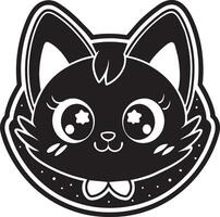 linda mascota pegatina ilustración negro y blanco diseño vector