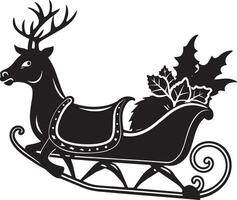 sleigh with reindeer illustration isolated on white background vector