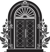 black and white decorative doors illustration in white background vector