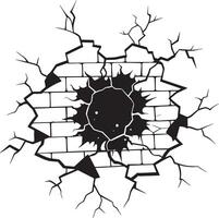 broken wall and walls with cracks illustration black and white vector