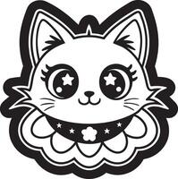 Cute pet sticker illustration black and white design vector