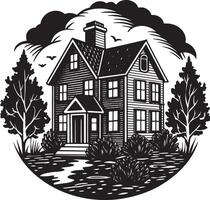 sketch drawing house illustration black and white vector