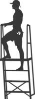 silhouette lifeguard in action full body black color only vector