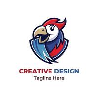 Bird standing on branch mascot logo design vectore vector