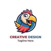 Bird standing on branch mascot logo design vectore vector