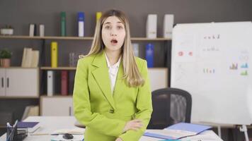 Businesswoman surprised by the news. video