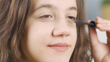 Applying mascara, close-up eye. video