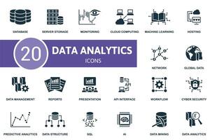 datos analítica colocar. creativo iconos editable elementos. vector