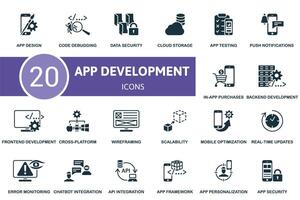 App development set. Creative icons. Editable elements. vector