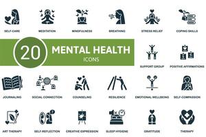 Mental health set. Creative icons. Editable elements. vector