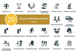 Social causes and activism set. Creative icons. Editable elements. vector