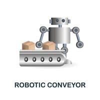 Robotic Conveyor icon. 3d illustration from artificial intelligence collection. Creative Robotic Conveyor 3d icon for web design, templates, infographics and more vector