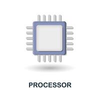 Processor icon. 3d illustration from artificial intelligence collection. Creative Processor 3d icon for web design, templates, infographics and more vector