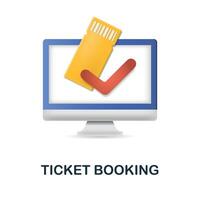 Ticket Booking icon. 3d illustration from internet of things collection. Creative Ticket Booking 3d icon for web design, templates, infographics and more vector