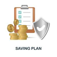 Saving Plan icon. 3d illustration from banking collection. Creative Saving Plan 3d icon for web design, templates, infographics and more vector