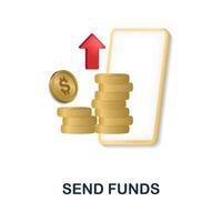 Send Funds icon. 3d illustration from banking collection. Creative Send Funds 3d icon for web design, templates, infographics and more vector