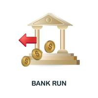 Bank Run icon. 3d illustration from economic crisis collection. Creative Bank Run 3d icon for web design, templates, infographics and more vector