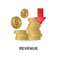 Revenue icon. 3d illustration from business plan collection. Creative Revenue 3d icon for web design, templates, infographics and more vector