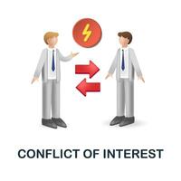 Conflict Of Interest icon. 3d illustration from business plan collection. Creative Conflict Of Interest 3d icon for web design, templates, infographics and more vector