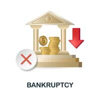 Bankruptcy icon. 3d illustration from economic crisis collection. Creative Bankruptcy 3d icon for web design, templates, infographics and more vector