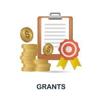 Grants icon. 3d illustration from business plan collection. Creative Grants 3d icon for web design, templates, infographics and more vector