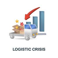 Logistic Crisis icon. 3d illustration from economic crisis collection. Creative Logistic Crisis 3d icon for web design, templates, infographics and more vector