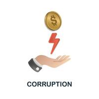 Corruption icon. 3d illustration from economic crisis collection. Creative Corruption 3d icon for web design, templates, infographics and more vector