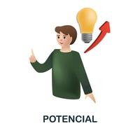 potencial icono. 3d ilustración desde personal productividad recopilación. creativo potencial 3d icono para web diseño, plantillas, infografia y más vector