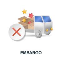 Embargo icon. 3d illustration from economic crisis collection. Creative Embargo 3d icon for web design, templates, infographics and more vector