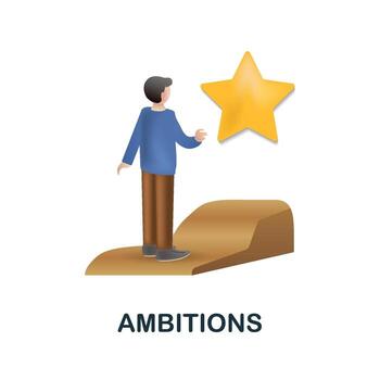 Ambitions icon. 3d illustration from personal productivity collection. Creative Ambitions 3d icon for web design, templates, infographics and more vector