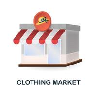 ropa mercado icono. 3d ilustración desde pequeño negocio recopilación. creativo ropa mercado 3d icono para web diseño, plantillas, infografia y más vector