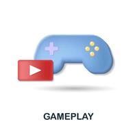 Gameplay icon. 3d illustration from blogger collection. Creative Gameplay 3d icon for web design, templates, infographics and more vector