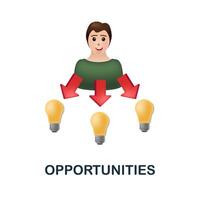 Opportunities icon. 3d illustration from brain procces collection. Creative Opportunities 3d icon for web design, templates, infographics and more vector