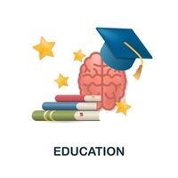 Education icon. 3d illustration from brain procces collection. Creative Education 3d icon for web design, templates, infographics and more vector