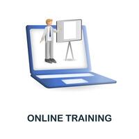 Online Training icon. 3d illustration from business training collection. Creative Online Training 3d icon for web design, templates, infographics and more vector