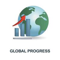 Global Progress icon. 3d illustration from business training collection. Creative Global Progress 3d icon for web design, templates, infographics and more vector