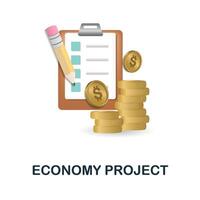 Economy Project icon. 3d illustration from business training collection. Creative Economy Project 3d icon for web design, templates, infographics and more vector
