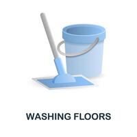 Washing Floors icon. 3d illustration from cleaning collection. Creative Washing Floors 3d icon for web design, templates, infographics and more vector