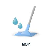 Mop icon. 3d illustration from cleaning collection. Creative Mop 3d icon for web design, templates, infographics and more vector