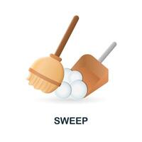 Sweep icon. 3d illustration from cleaning collection. Creative Sweep 3d icon for web design, templates, infographics and more vector