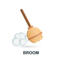 Broom icon. 3d illustration from cleaning collection. Creative Broom 3d icon for web design, templates, infographics and more vector