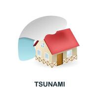tsunami icono. 3d ilustración desde clima cambio recopilación. creativo tsunami 3d icono para web diseño, plantillas, infografia y más vector