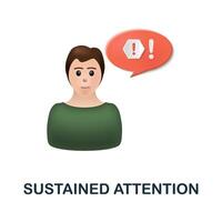 Sustained Attention icon. 3d illustration from cognitive skills collection. Creative Sustained Attention 3d icon for web design, templates, infographics and more vector