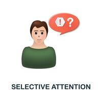 Selective Attention icon. 3d illustration from cognitive skills collection. Creative Selective Attention 3d icon for web design, templates, infographics and more vector